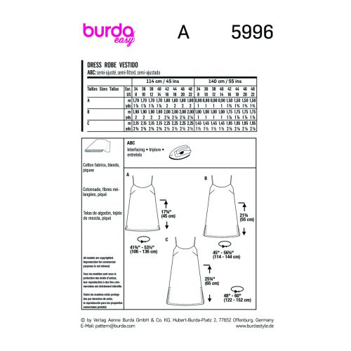 BURDA - 5996 SEMI-FITTED DRESSES