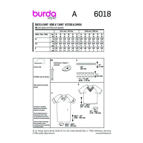 BURDA - 6018 SEMI-FITTED DRESS & SHIRT