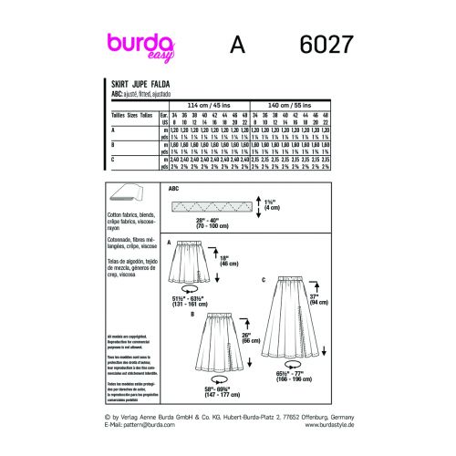 BURDA - 6027 FLARED SKIRTS