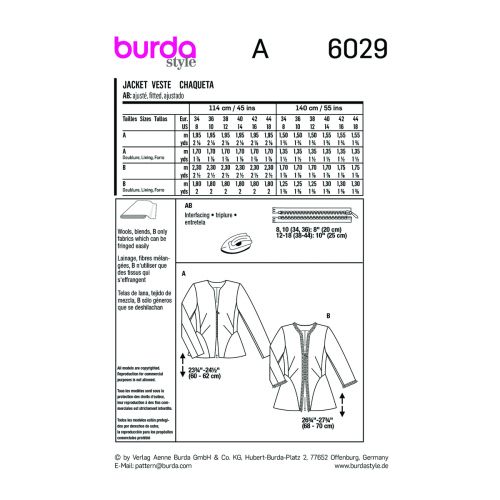 BURDA - 6029 FITTED JACKETS FOR MISS