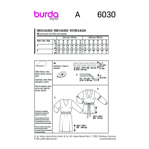 BURDA - 6030 SEMI-FITTED DRESS & BLOUSE