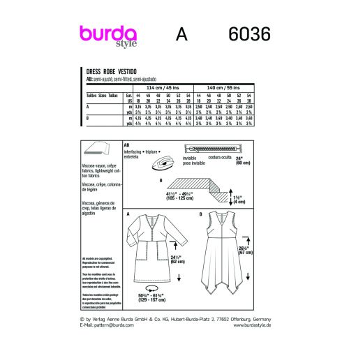 BURDA - 6036 SEMI-FITTED DRESSES