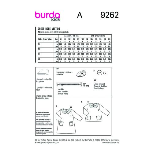 BURDA - 9262 DRESS & SHIRT FOR CHILD