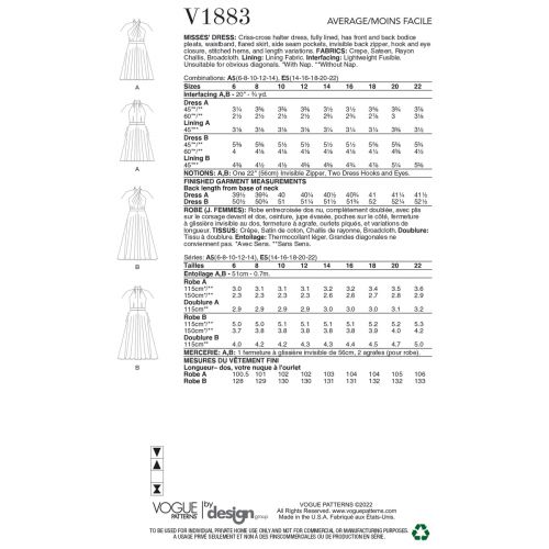 VOGUE - V1883 DRESS FOR MISS