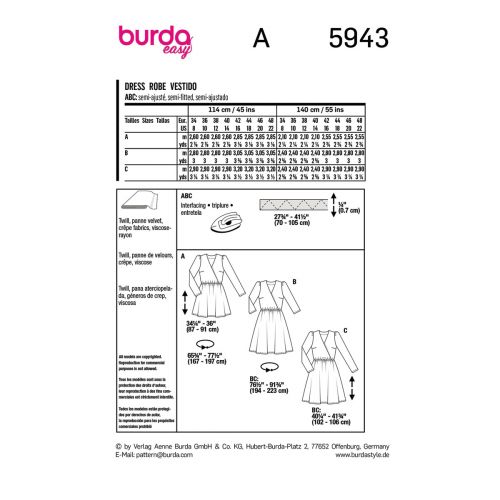 BURDA - 5943 - MISSE'S DRESS