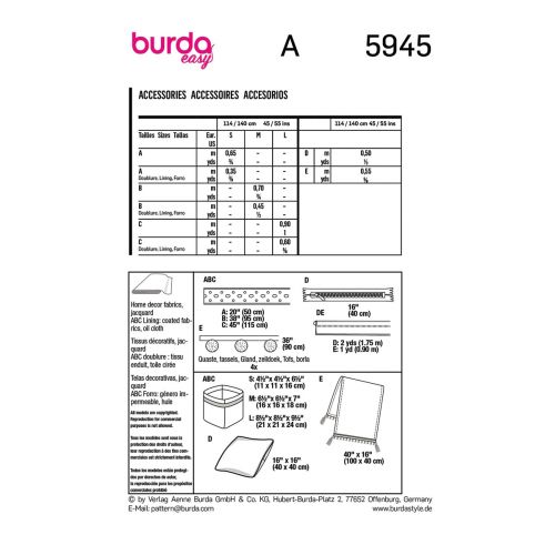 BURDA - 5945 - DECOR ACCESSORIES