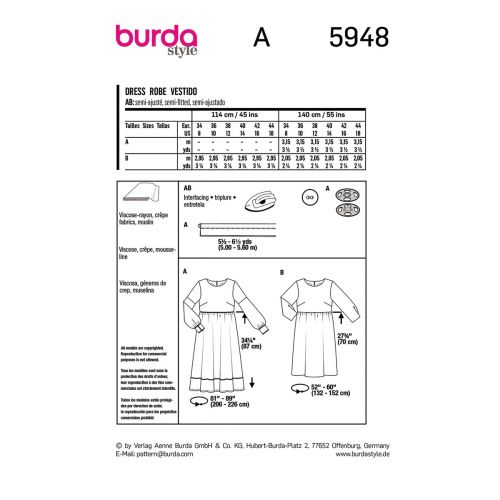 BURDA - 5948 - MISSE'S DRESS