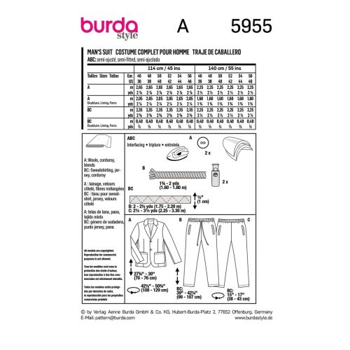 BURDA - 5955 - MAN'S SUIT