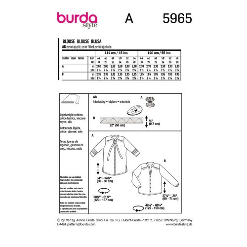 BURDA - 5965 - MISSE'S BLOUSE