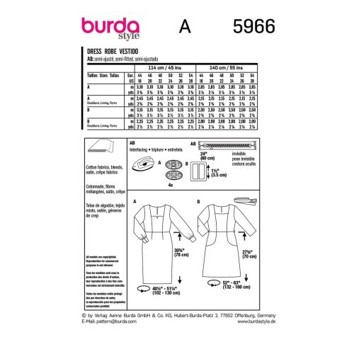 BURDA - 5966 - MISSE'S DRESS
