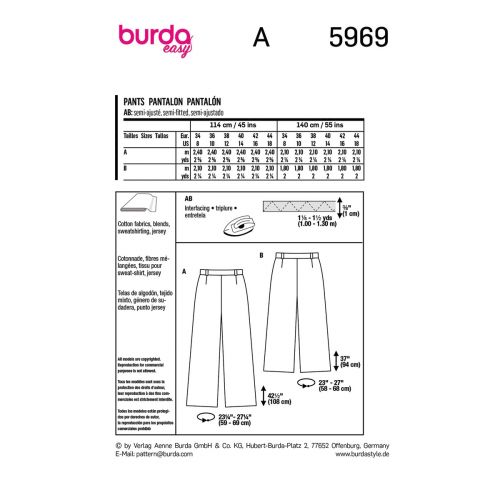 BURDA - 5969 - MISSE'S PANTS