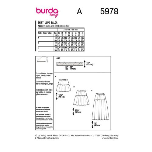 BURDA - 5978 - MISSE'S SKIRT