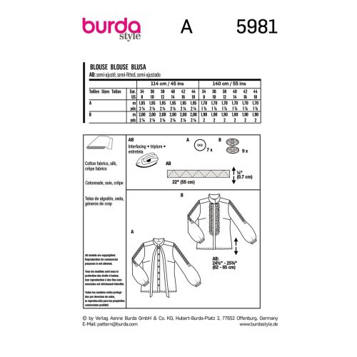 BURDA - 5981 - MISSE'S BLOUSE