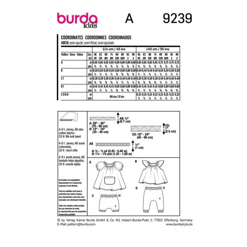 BURDA - 9239 - KIDS' COORDINATES