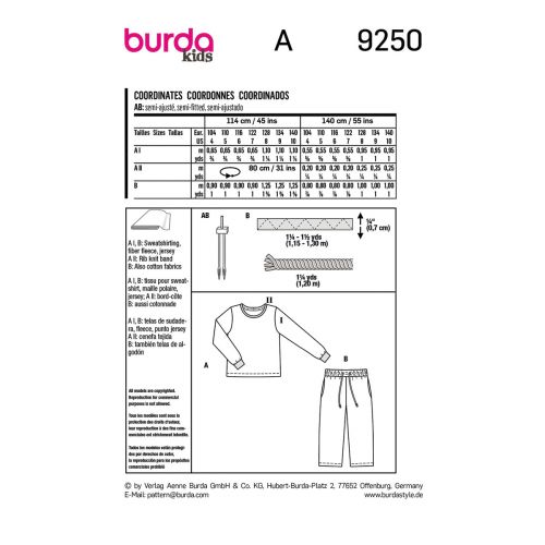 BURDA - 9250 - GIRL'S COORDINATES