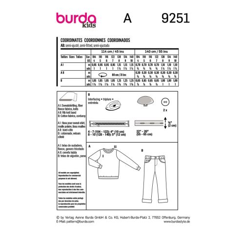 BURDA - 9251 - BOY'S COORDINATES