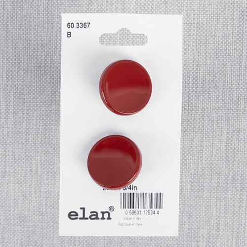 603367B ELAN BUTTON - 20MM SHANK RED - SET2
