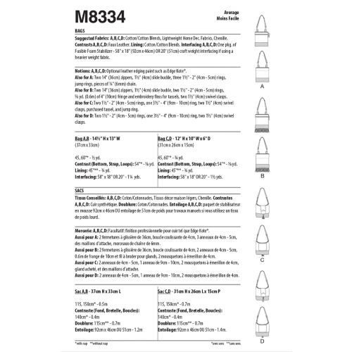 MCCALL'S - M8334 - BAGS