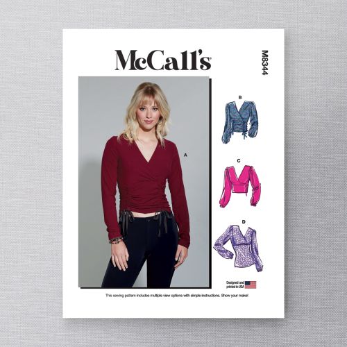 MCCALL'S - M8344-Y - MISSES' KNIT TOP - XS-M
