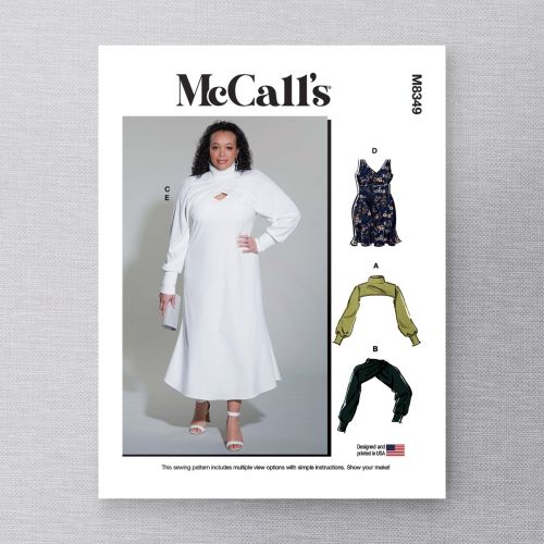 MCCALL'S - M8349-W2 - MISSES' DRESS AND SHRUGS - 20W-28W