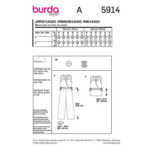 BURDA - 5914 - MISS - JUMPSUIT & BLOUSE
