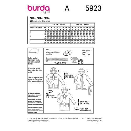 BURDA - 5923 - MISS - PARKA