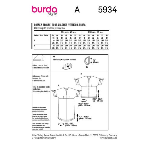 BURDA - 5934 - MISS - DRESS & BLOUSE