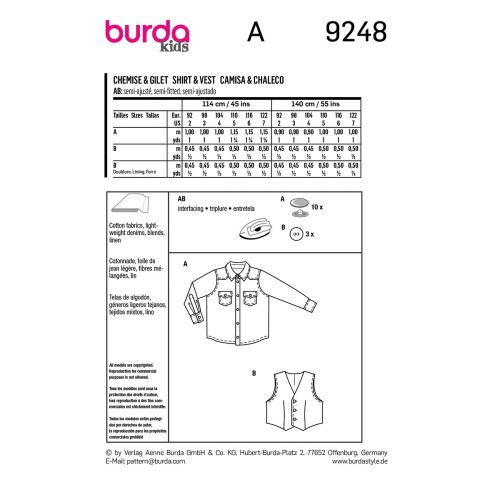 BURDA - 9248 - CHILDREN - SHIRT & VEST