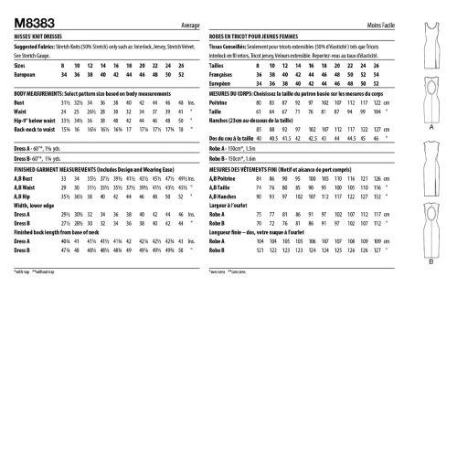 MCCALL'S - M8383 - MISSES' KNIT DRESS