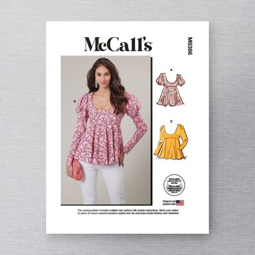 MCCALL'S - M8386 - MISSES' TOPS A,B,C,D CUP SIZES - 4-12