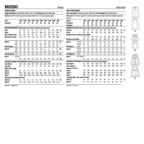 MCCALL'S - M8390 - MISSES' SKIRT - 30W-38W