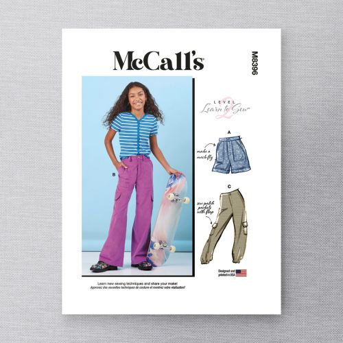 MCCALL'S - M8396 - GIRL'S CARGO PANTS AND SHORTS - 7-14