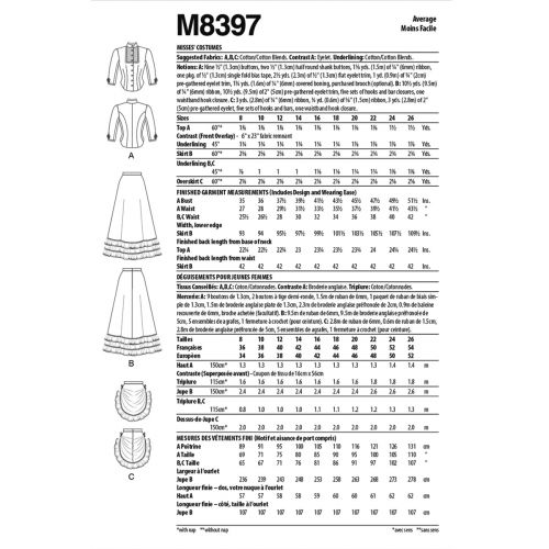 MCCALL'S - M8397 - MISSES' COSTUME - 8-16