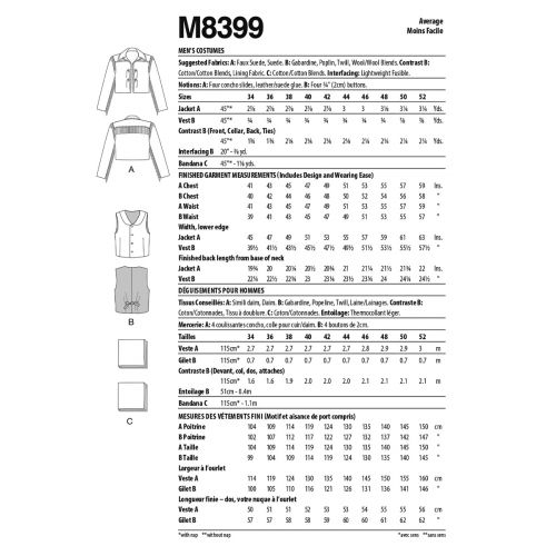 MCCALL'S - M8399 - MEN'S COSTUME - 34-42