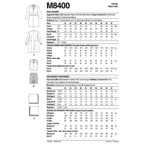 MCCALL'S - M8400 - MEN'S COSTUME