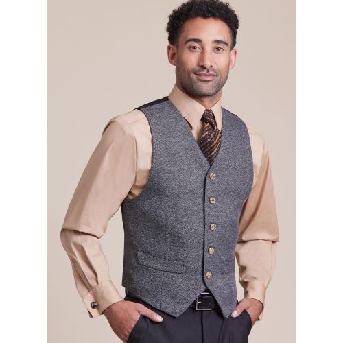 MCCALL'S - M8415A MEN'S LINED VEST, SHIRTS, TIE AND BOW TIE - S-L