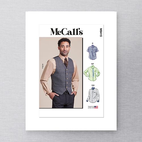 MCCALL'S - M8415 MEN'S LINED VEST, SHIRTS, TIE AND BOW TIE - XL-XXXL