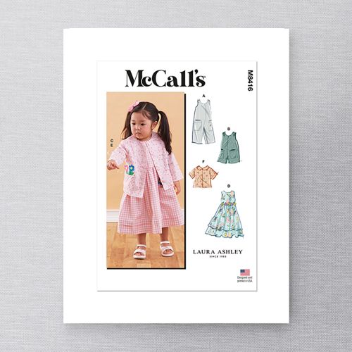 MCCALL'S - M8416 TODDLERS - ROMPERS IN TWO LENGTHS, DRESSES, JACKETS AND SHIRT - 1-4