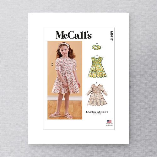 MCCALL'S - M8417 CHILDREN - DRESS WITH SLEEVE VARIATIONS AND HEADBAND - 3-8