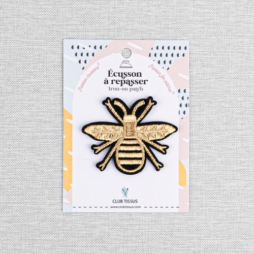 IRON-ON PATCH SHINING BEE - BLACK & GOLD