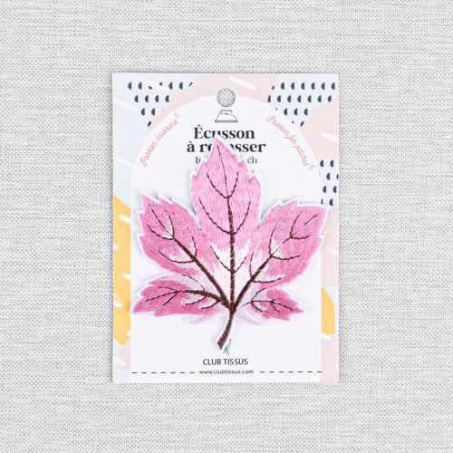 IRON-ON PATCH MAPLE LEAF - PINK
