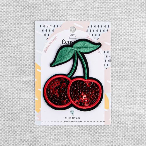 IRON-ON PATCH GLITTER CHERRIES - RED