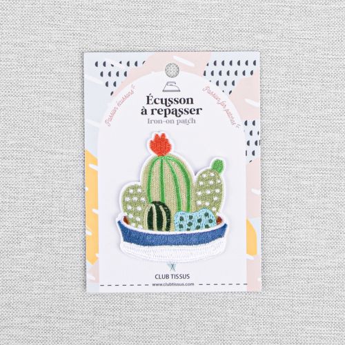 IRON-ON PATCH POTTED CACTUS - GREEN
