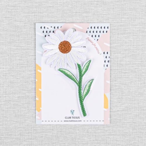 IRON-ON PATCH DAISY - WHITE & GREEN