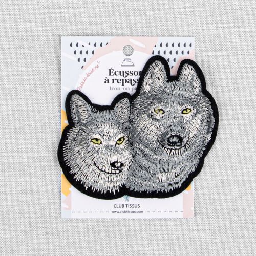 IRON-ON PATCH WOLVES - STEEL