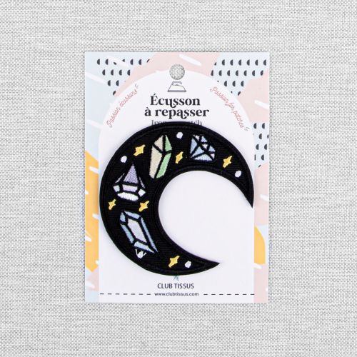 IRON-ON PATCH MOON & CRYSTALS - BLACK