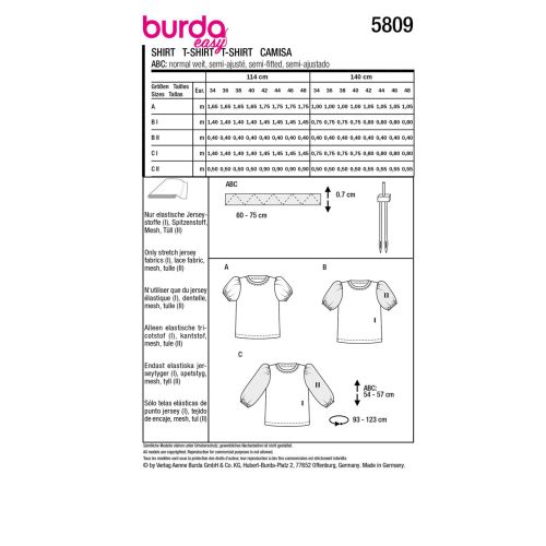 BURDA - 5809 MISSES' SHIRT