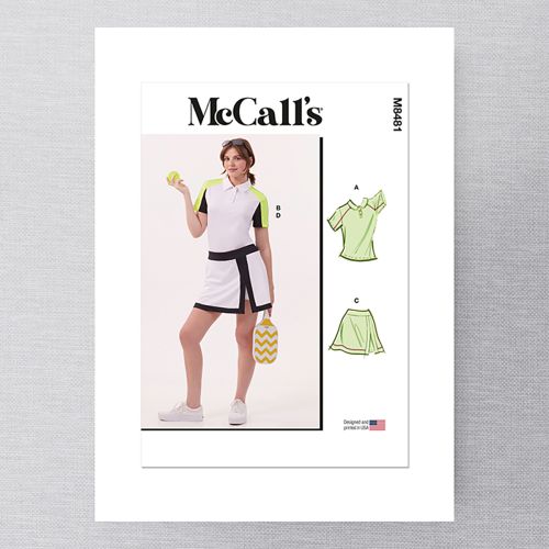  MCCALL'S - M8481 - MISSES' KNIT TOPS ANS SKORTS - 8-16