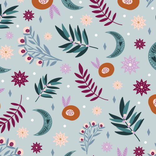NIGHT & DAY COTTON BY AMY WILLIAMSON FOR DASHWOOD - MOONFLOWER TURQUOISE