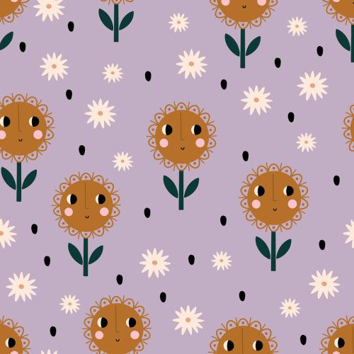NO RAIN, NO FLOWERS COTTON BY AMY WILLIAMSON FOR DASHWOOD - FLORAL LILAS